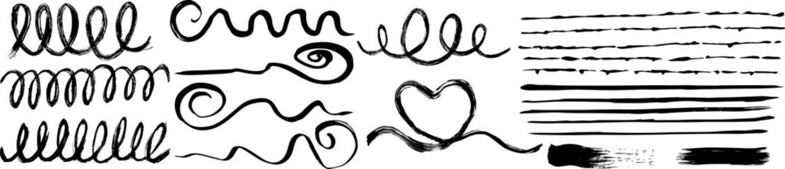 Set of hand drawn ink strokes, spots and different lines, can be used for creating your own brushes and textures