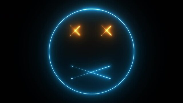 Neon emoji face. Computer generated 3d render