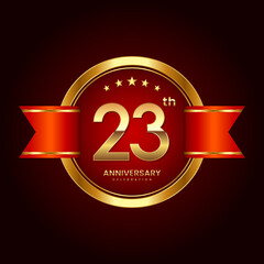 23th Anniversary. Anniversary logo design with emblem style for celebration event. Logo Vector Illustration