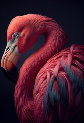 Flamingo portrait. Generative art