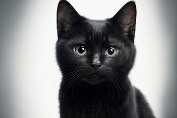 black cat portrait - hyperrealistic illustration