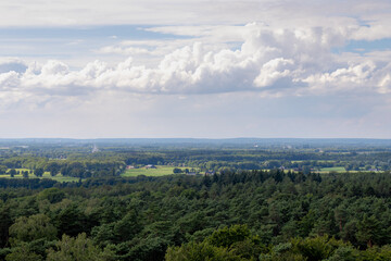 Fototapeta na wymiar Overview from the Watchtower Hulzenberg, Montferland in Gelderland, The Pieterpad is a long distance walking route in the Netherlands, The trail runs from northern of Groningen to end in Maastricht.