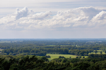 Fototapeta premium Overview from the Watchtower Hulzenberg, Montferland in Gelderland, The Pieterpad is a long distance walking route in the Netherlands, The trail runs from northern of Groningen to end in Maastricht.