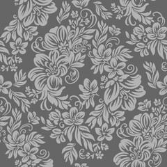 Flowers and curls. Seamless pattern with vector hand drawn illustrations
