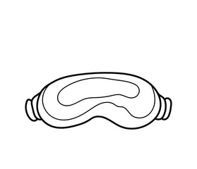 Sleep mask. Coloring book. Black and white vector illustration.