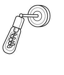 Sconce with Addison bulb. Coloring book. Black and white vector illustration.