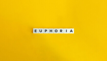 Euphoria Word on Block Letter Tiles on Yellow Background. Minimal Aesthetics.
