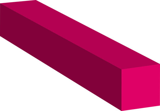 Geometric 3d parallelepiped burgundy shape element symbol icon sign isolated vector