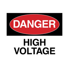 High Voltage Warning Sign on Transparent Background