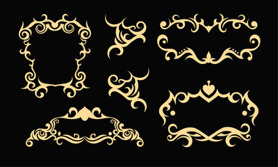 Gold Vintage Floral Border Divider,Victorian Gothic Style Frame Flourish Ornament