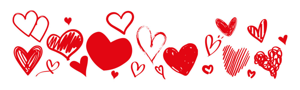 Doodle hearts. Valentiney day.Set of heart icon