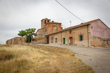 Fototapeta premium Church of Saint John the Evangelist in Pinilla-Ambroz, municipality of Santa Maria la Real de Nieva, province of Segovia, Castile and Leon, Spain