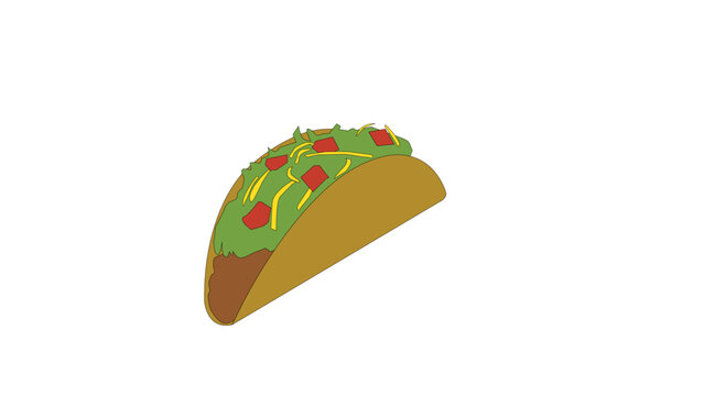 AI image of a Taco with lettuce, tomatoes and  hamburger