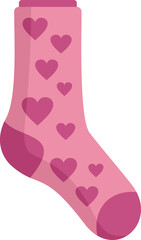 Hearts sock icon flat vector. Winter fashion item. Wool item isolated