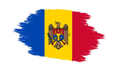 Moldova Vector Flag. Grunge Moldova Flag. Moldova Flag with Grunge Texture. Vector illustration