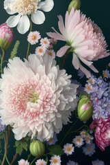  Beautiful flowers in retro style. AI generated image.