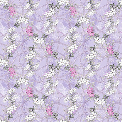 Floral, cute Flower Allover Pattern Design, Digital print on fabric