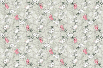 Floral, cute Flower Allover Pattern Design, Digital print on fabric