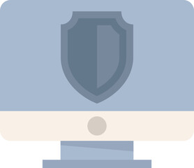 Pc protection icon flat vector. Secure data. Computer access isolated