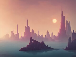 Naklejka premium Skyline of Naples - Generative AI