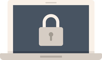 Secured laptop icon flat vector. Computer data. Secure information isolated