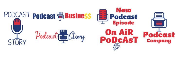 Set of Podcast Logo . Vector Illustration