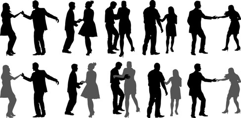 dancing couples silhouettes