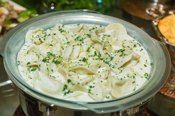 Jantar de luxo, macarrão de alto padrão