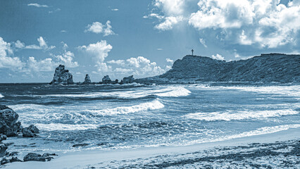 caribbean waves and beach in guadalupe