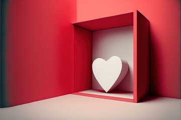 Valentines day red background heart in a box