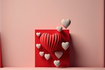 Valentines Day abstract heart background red white