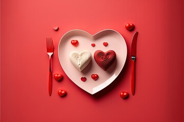 valentines day couple hearts on plate background scene