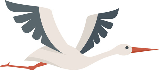Cute stork icon flat vector. Heron bird. Japanese stork isolated