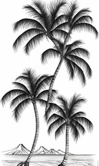 3 Palms on the beach - Generative AI