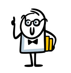 Vector illustration of book worm in eyeglasses.