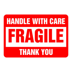 Fragile Label Sticker on Transparent Background