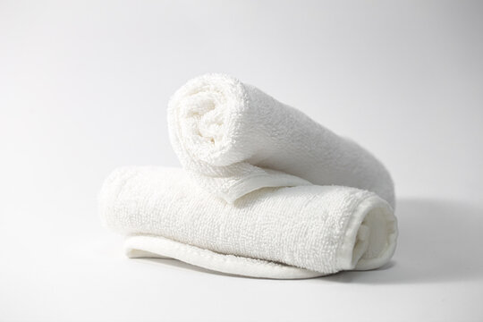 White face towels on a white background isolated.
