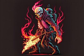 Flaming Fire Skeleton