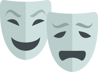 Ancient theatre mask icon flat vector. Drama theater. Greek comedy isolated