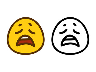 Smiley with an unhappy face in two style isolated on white background