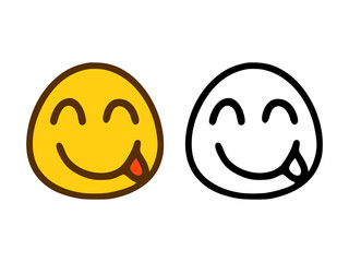 Cheerful emoticon showing tongue in two style isolated on white background.