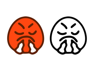 Angry emoticon in two style isolated on white background.