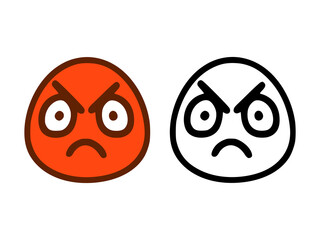 Angry emoticon in two style isolated on white background.