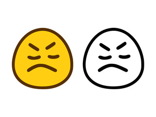 Angry emoticon in two style isolated on white background.