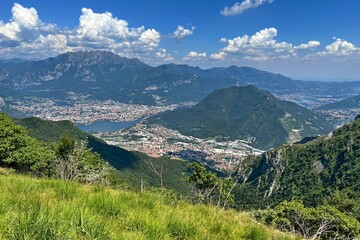 view of the landscape around the town of Lecco and Lake Como