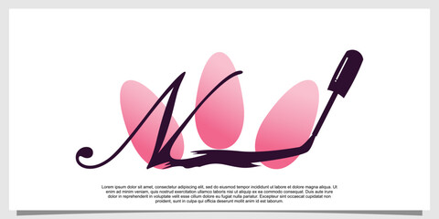 nail polish logo design with letter  concept