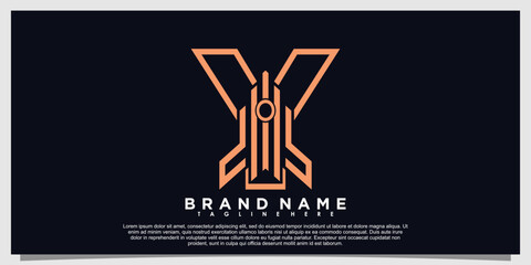 letter logo design with rocket  concept