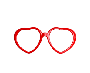 Red heart eye glasses isolated cutout