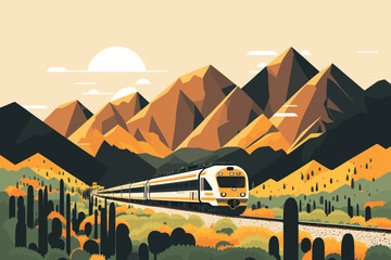 A train running through the mountains