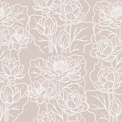 Lotos flowers composition, vector hand drawn illustrations